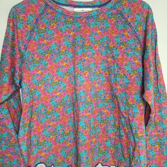 Natural Life Lily T-Shirt Top XXL Lightweight Lettuce Hem Floral LS Pink Boho - Picture 3 of 6